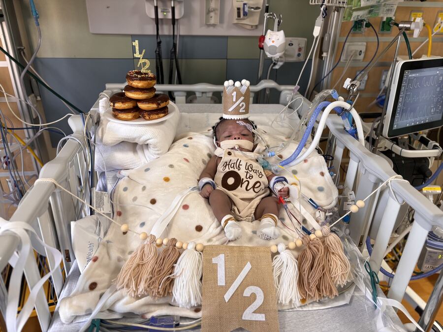 Myles celebrating halfway to his first birthday.